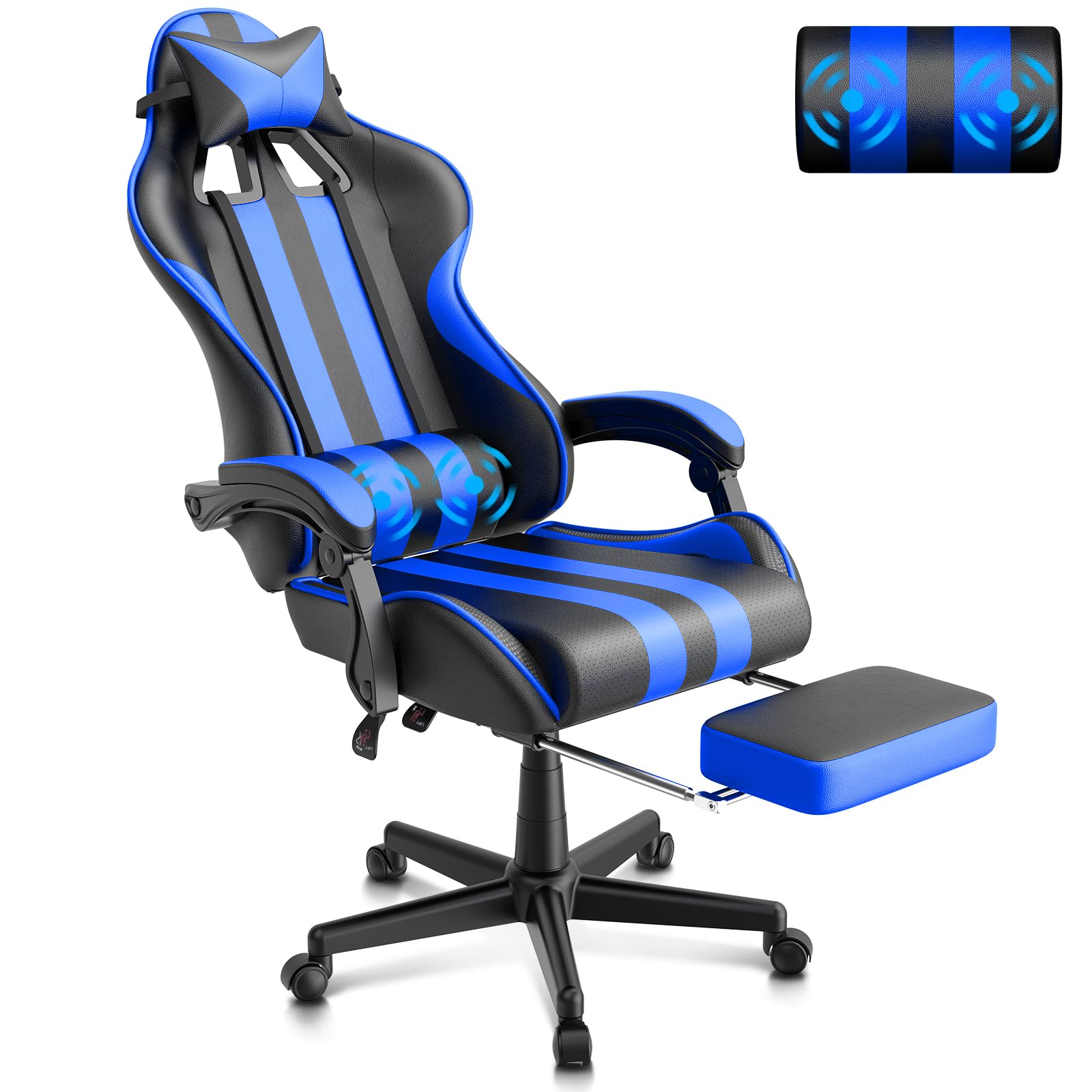 Pc Gaming Chair - Cadeiras de Jogos Azuis com Descanso